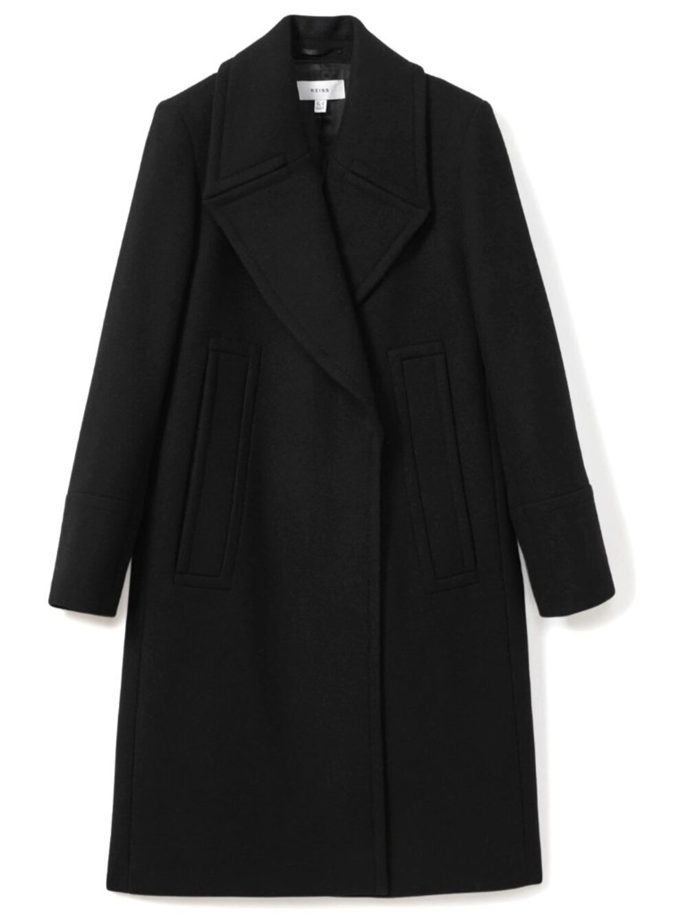 Reiss Katia Women's Wool Blend Felt Coat Jacket in Black Size US 14 - Picture 4 of 7